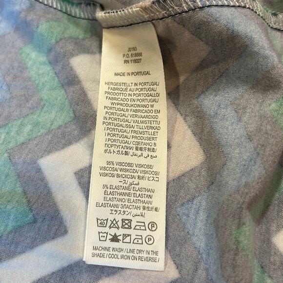 BODEN Women's Wrap Dress Size UK 8 US 4 Navy Blue Green Chevron Jersey Knee - Picture 7 of 8